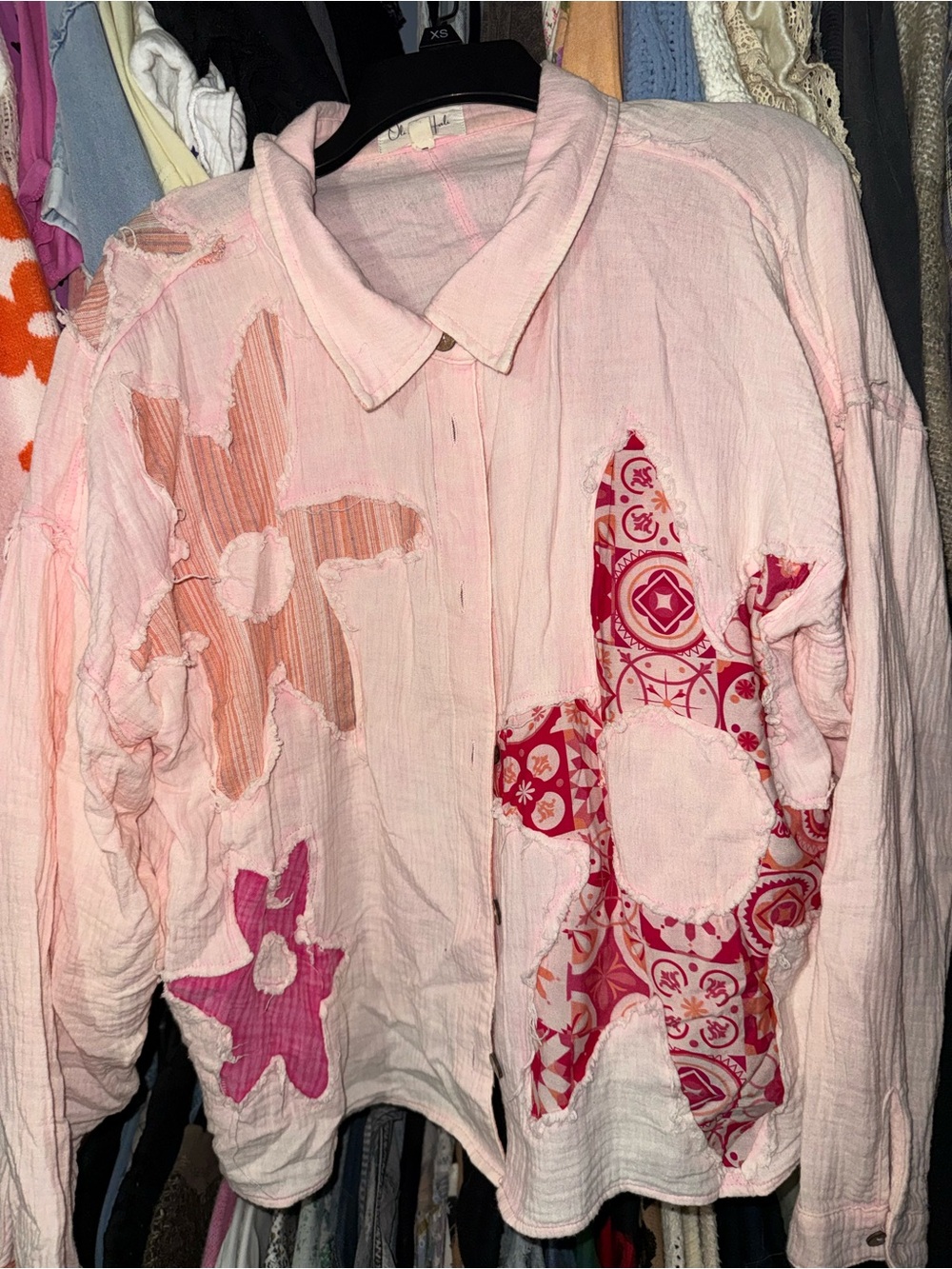 Oli & Hali Pink Patchwork Star Button-Up Shirt
